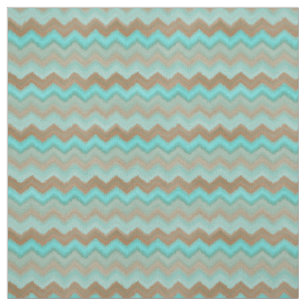 Tecido Padrão Azul Aqua Turquoise Ikat Zigzag Azul