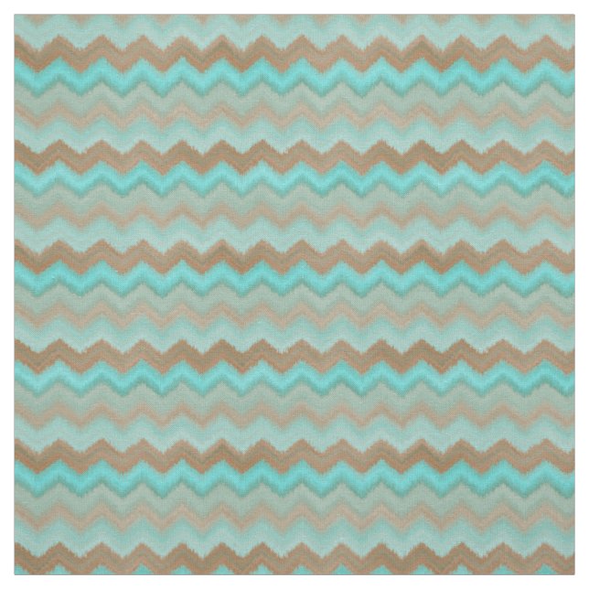Tecido Padrão Azul Aqua Turquoise Ikat Zigzag Azul (Modelo)