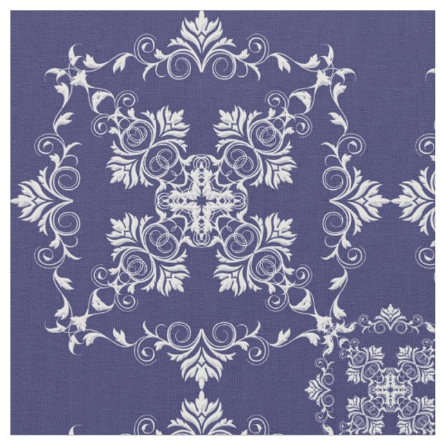 Tecido Padrão Azul Damask. (Detalhe)