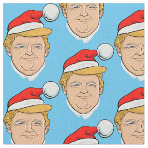 Tecido Padrão azul de Natal do Donald Trump Papai Noel