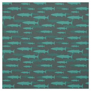 Tecido Padrão Azul de Peixe Barracuda