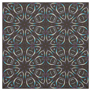 Tecido Padrão Azul Dourado Lilac Brilhante Mandala