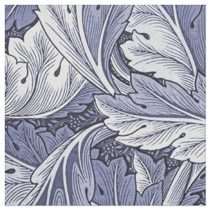 Tecido Padrão Azul Nouveau Acanthus Leaf