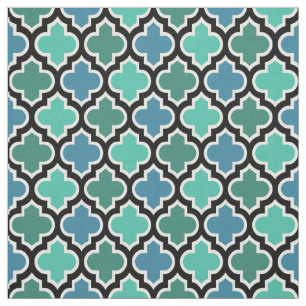 Tecido Padrão Azul Turquesa Azul Quatrefoil Marroquino