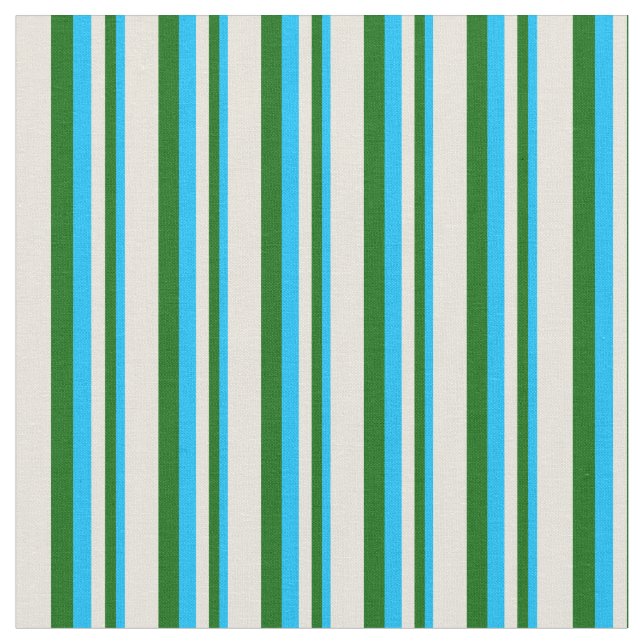 Tecido Padrão Azul, Verde Escuro e bege do céu profundo (Detalhe)