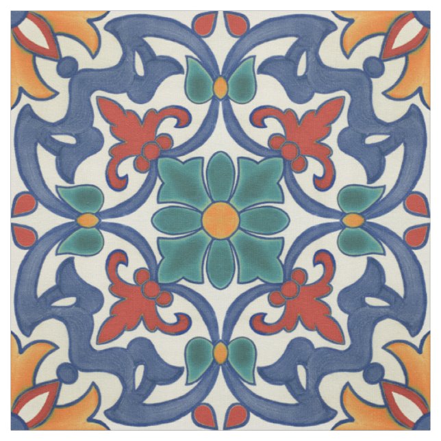 Tecido Padrão Azulejos Colorido (Modelo)