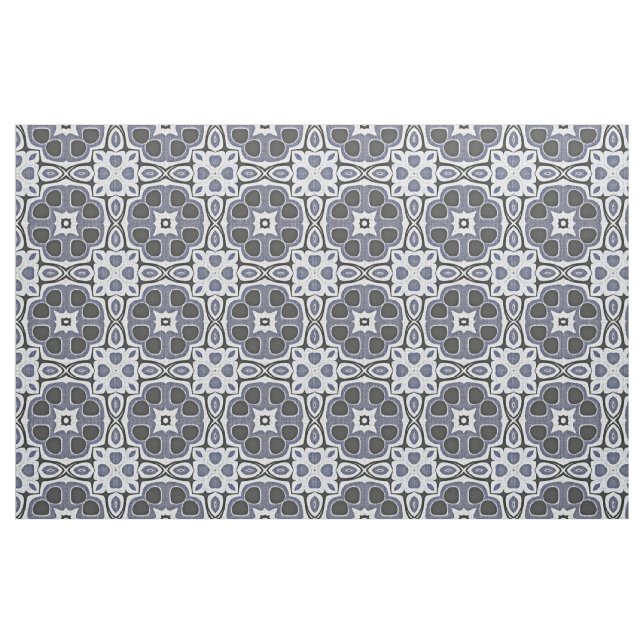 Tecido Padrão Bali Batik Floral Violet Cinza Azul (Fat Quarter)