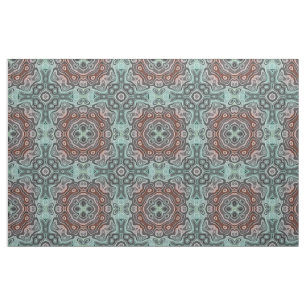 Tecido Padrão Balinês de Batik Azul Verde Vermelho Escuro