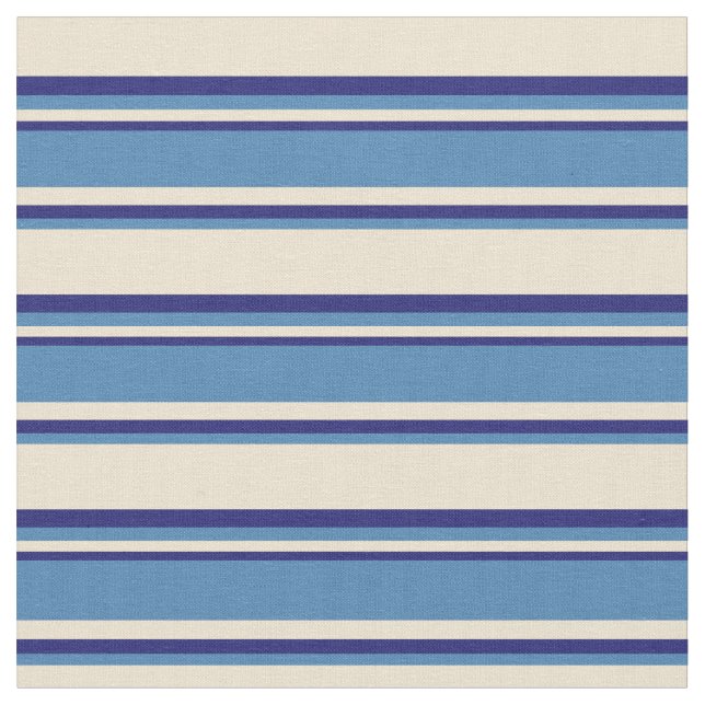 Tecido Padrão Beige, Blue & Midnight Blue Stripes/Lines (Detalhe)