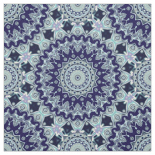 Tecido Padrão Blue Black Boho Mandala