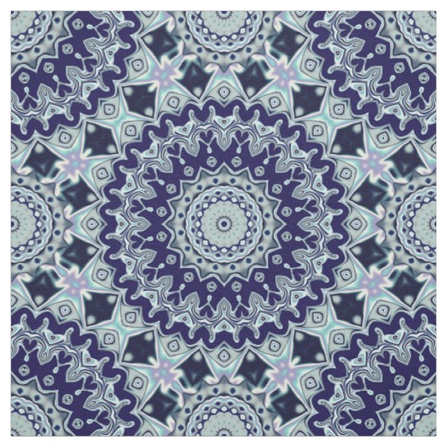 Tecido Padrão Blue Black Boho Mandala (Modelo)