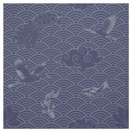 Tecido Padrão Blue Traditional Japan Wave Seigaiha