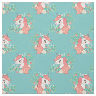 Tecido Padrão Bonito de Unicórnio Floral de Ginger