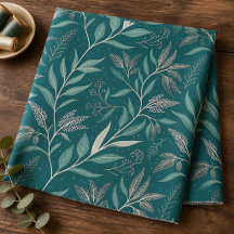 Padrão Botânico de Folhas Terrosas em Verde-Teal P