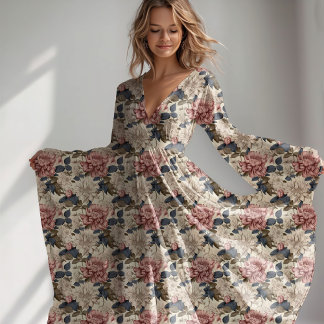 Tecido padrão botânico floral de vintage