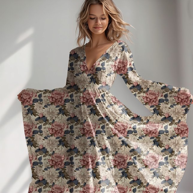 Tecido padrão botânico floral de vintage (vintage floral botanical peonies pattern fabric)