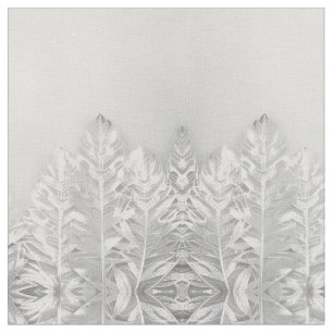 Tecido Padrão botânico geométrico da folha prata do mosai