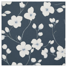 Padrão Botânico Navy White Blossom