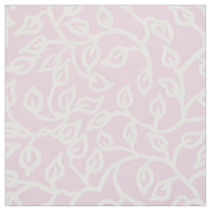 Tecido Padrão Branco de Folhas em Rosa Pálido
