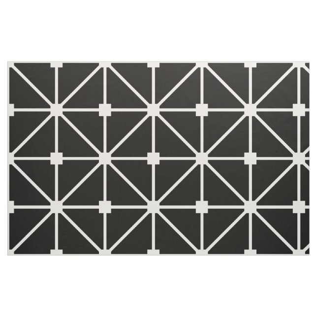 Tecido Padrão branco de trava preta (Fat Quarter)
