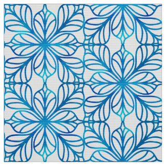 Tecido Padrão branco e azul de índio bonito e clássico