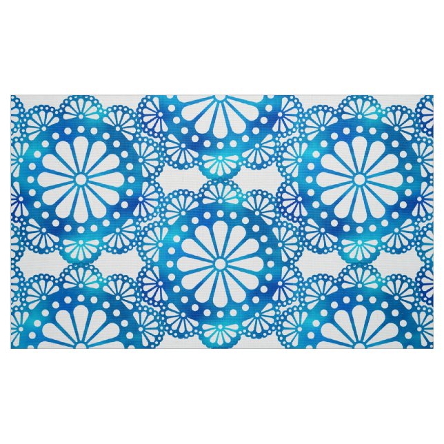 Tecido Padrão branco e azul de índio bonito e clássico (Fat Quarter)