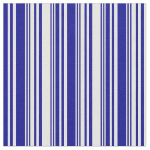 Tecido Padrão branco e azul escuro com risca