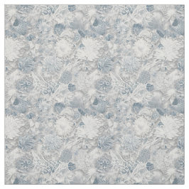 Tecido Padrão Branco Floral e Azul Invisível