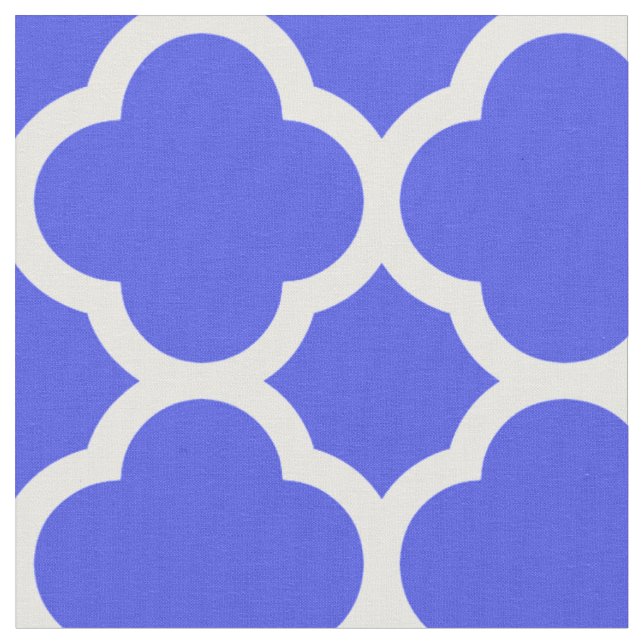 Tecido Padrão Brilhante de Quatrefoil Azul (Detalhe)