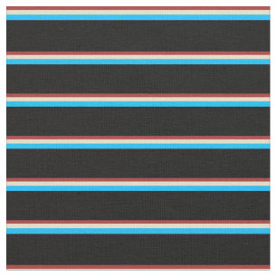 Tecido Padrão Brown, Tan, Deep Sky Blue & Black