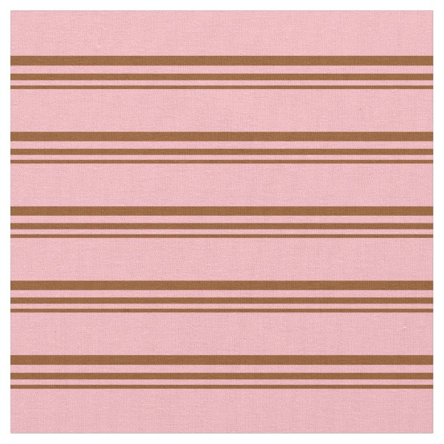 Tecido Padrão castanho e Rosa claro em linhaço/stripteado (Detalhe)