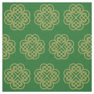 Tecido Padrão Celta de Shamrock Dourado