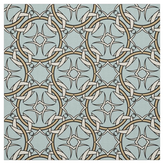 Tecido Padrão Celta Interbloqueado Preto e Creme (Modelo)