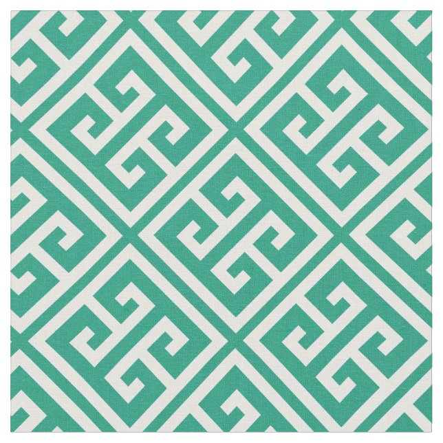 Tecido Padrão-chave grego Emerald Green (Detalhe)