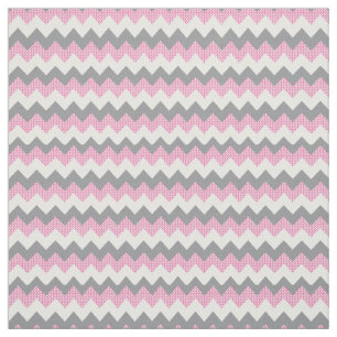 Tecido Padrão Chevron rosa, branco e Cinza