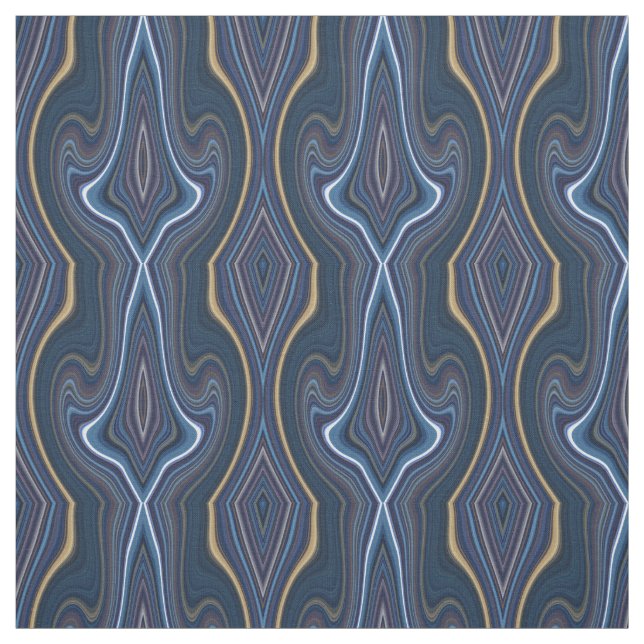 Tecido Padrão Chic Inverso Azul de Agate Marble Dourado (Modelo)