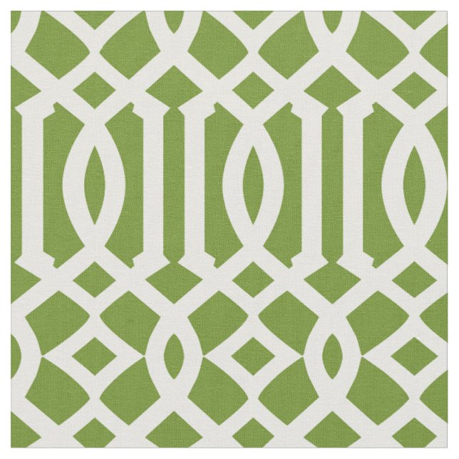 Tecido Padrão Chic Olive Green e White Trellis (Detalhe)