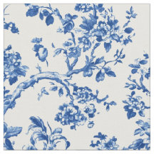 Padrão Clássico de Toile Floral Azul