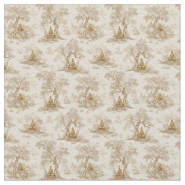 Tecido Padrão Clássico Toile de Jouy do Buda Dourado