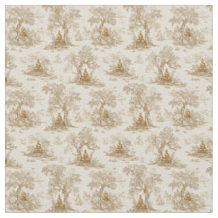 Tecido Padrão Clássico Toile de Jouy do Buda Dourado
