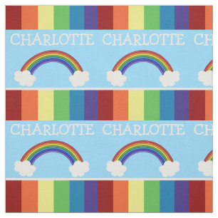 Tecido Padrão Colorido De Arco-Íris E Nuvem Personalizado