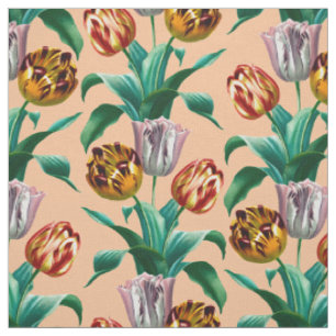 Tecido Padrão Colorido de Flores de Tulipas de Aquarela V