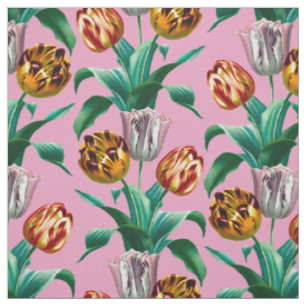 Tecido Padrão Colorido de Flores de Tulipas de Aquarela V