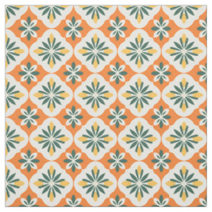 Tecido Padrão Colorido do Azulejo Laranja