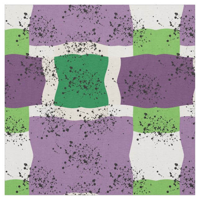 Tecido padrão colorido - roxo, verde, quadrado (Detalhe)