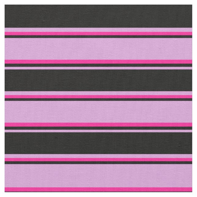 Tecido Padrão com risca de ameixa, preto e rosa profundo (Detalhe)