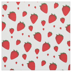 Tecido Padrão Comida de Fruta de morango branco vermelho