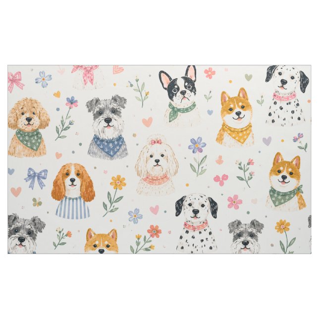 Tecido Padrão contínuo de cachorrinho pastel | Cachorro p (Jarda)