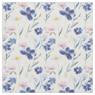 Tecido Padrão contínuo de flores silvestres em aquarela a