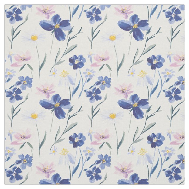 Tecido Padrão contínuo de flores silvestres em aquarela a (Modelo)